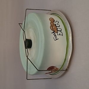 Vintage Century Cake Storage Carrier Hand Painted w/Eggs & Chickens